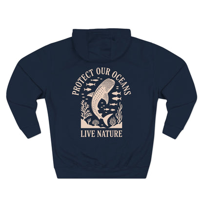 Three-Panel Fleece Hoodie - a-bold-graphic-design-of-a-whale-shark-s_8FE8-TJCTXezdGBxla-xRA_yt66oF3KT1uRtov5GmQM-A (Front+Back) - Three-Panel Fleece Hoodie (Smart: Original on light)