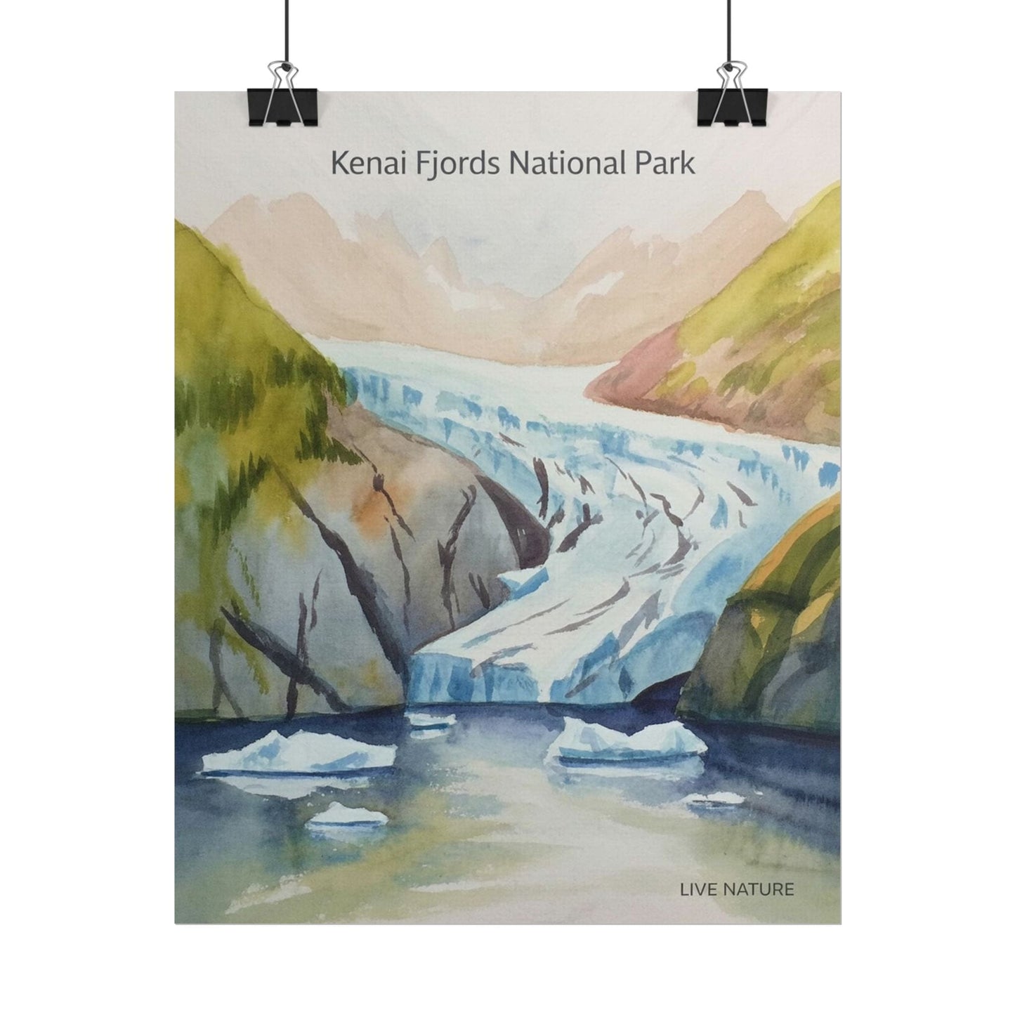 Kenai Fjords National Park Watercolor Poster Print