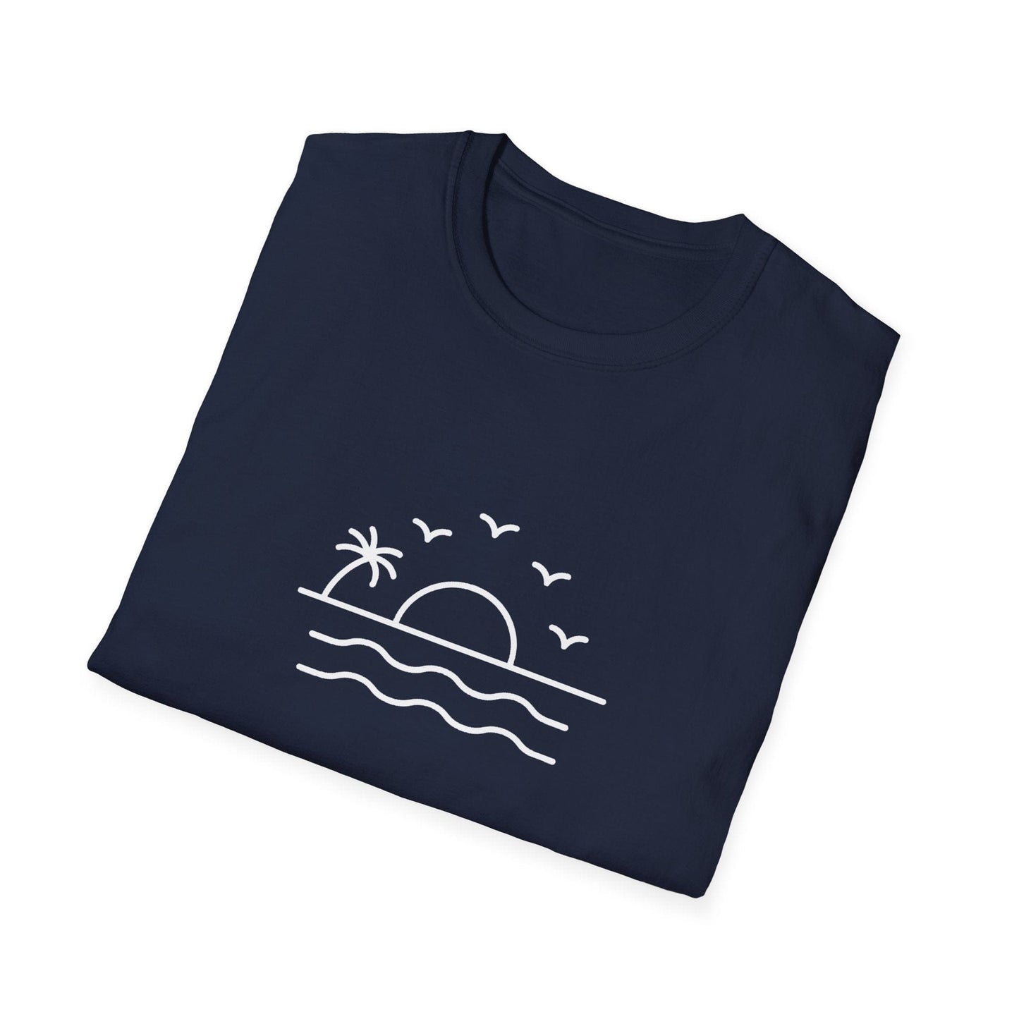 Unisex Softstyle T-Shirt - a-minimalist-line-art-design-of-a-sunset_B9LWPh1YTyuVDYFMKv29bA_oU-NM7WSQjKeT6U6zWky4w (Front Only) - Unisex Softstyle T-Shirt (Smart: Original on light)