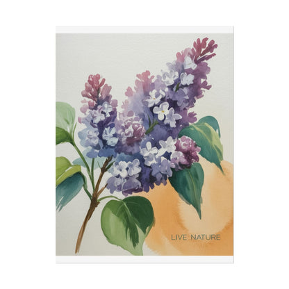 Lilac Blossom Watercolor Poster 'Live Nature' Design
