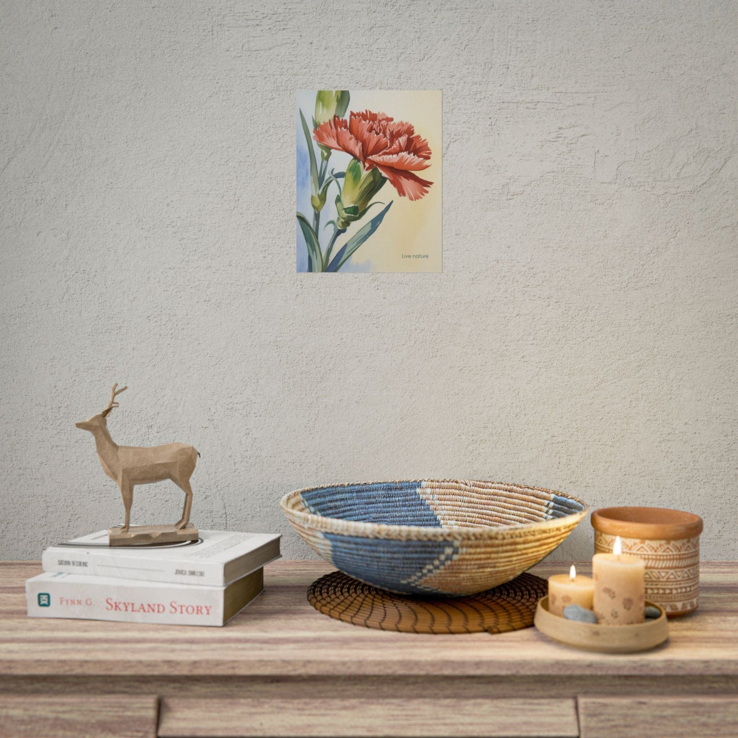 Scarlet Carnation Watercolor Art Print 'Live Nature
