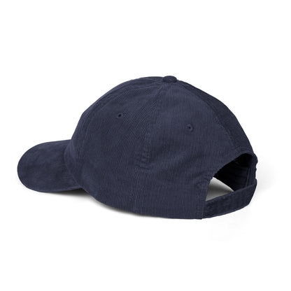 Great White Shark Embroidered Navy Corduroy Cap