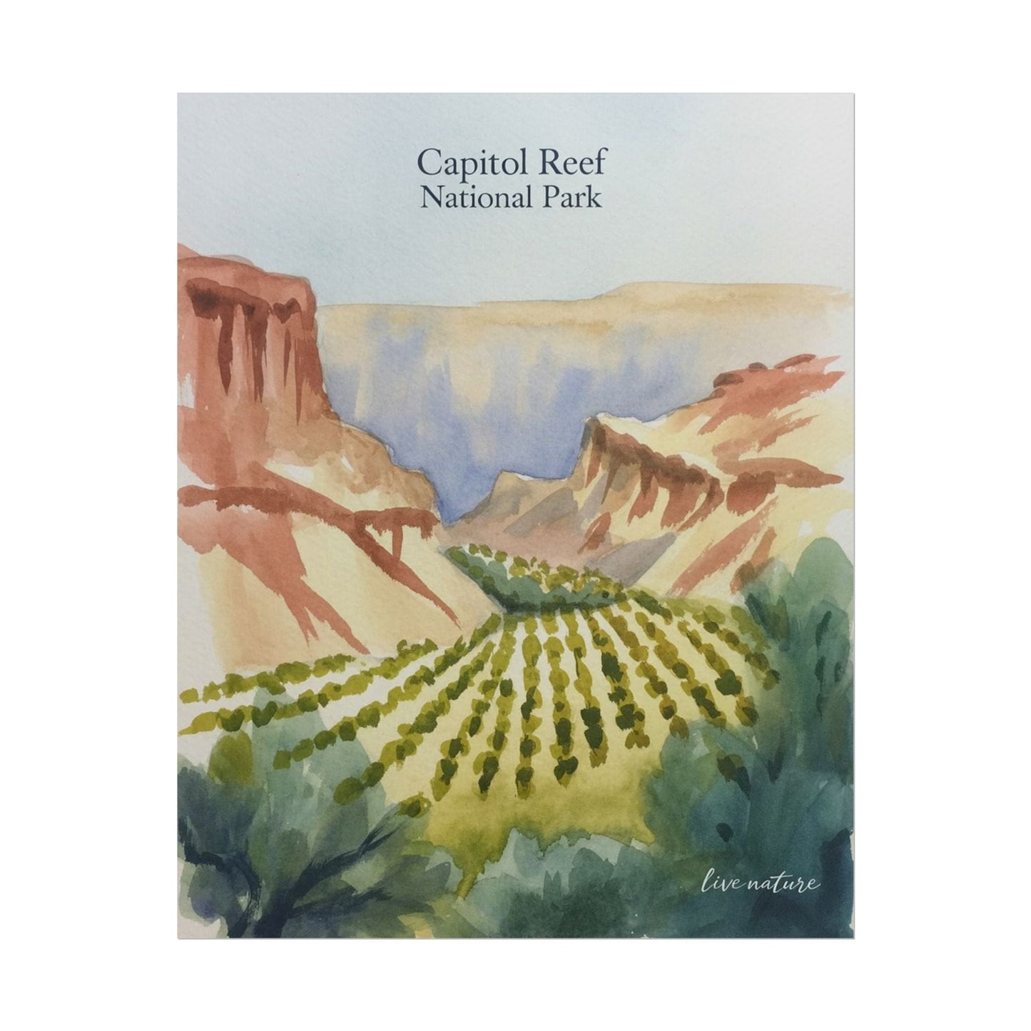 Capitol Reef National Park Watercolor Landscape Print