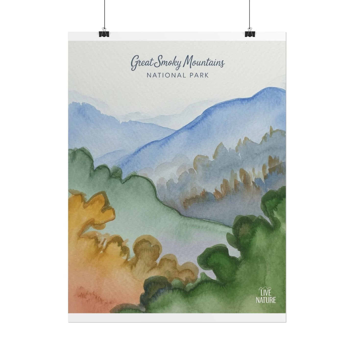 Great Smoky Mountains Watercolor Art Print Poster