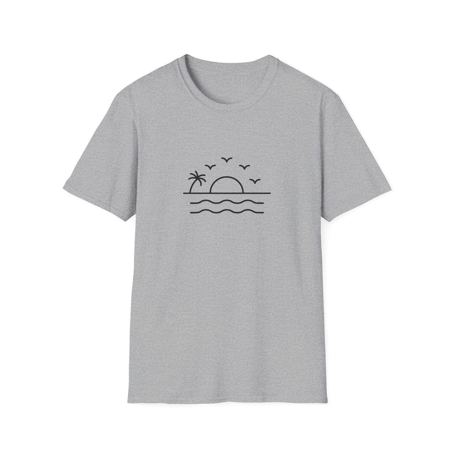 Unisex Softstyle T-Shirt - a-minimalist-line-art-design-of-a-sunset_B9LWPh1YTyuVDYFMKv29bA_oU-NM7WSQjKeT6U6zWky4w (Front Only) - Unisex Softstyle T-Shirt (Smart: Original on light)