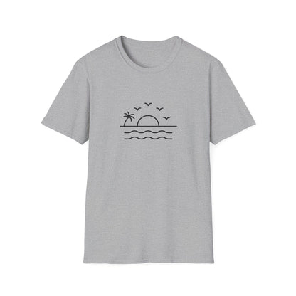 Unisex Softstyle T-Shirt - a-minimalist-line-art-design-of-a-sunset_B9LWPh1YTyuVDYFMKv29bA_oU-NM7WSQjKeT6U6zWky4w (Front Only) - Unisex Softstyle T-Shirt (Smart: Original on light)
