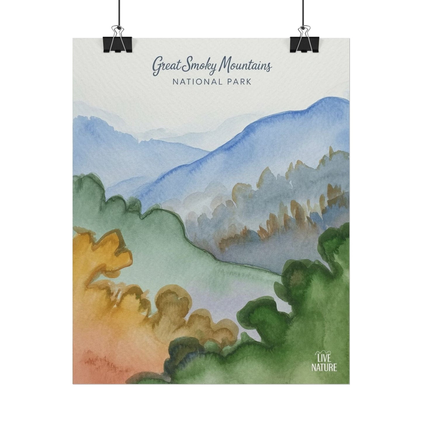 Great Smoky Mountains Watercolor Art Print Poster