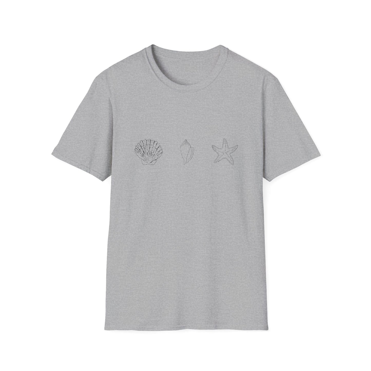 Unisex Softstyle T-Shirt - Sea Shells (Front Only) - Unisex Softstyle T-Shirt (Smart: Original on light)