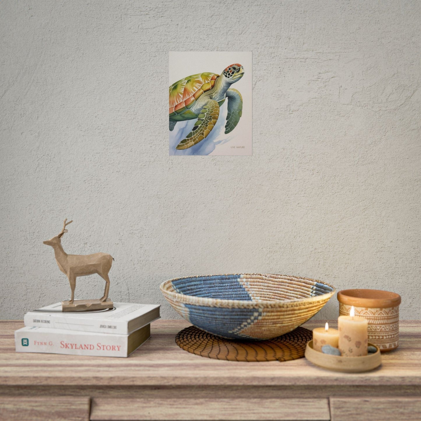Sea Turtle Watercolor Art Print 'Live Nature' Design
