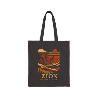 Cotton Canvas Tote Bag - zion national park (Front Only) - Cotton Canvas Tote Bag