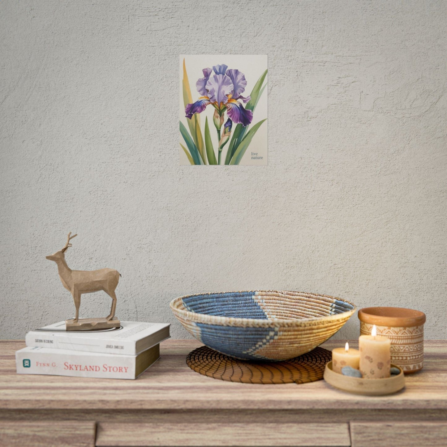 Iris Flower Watercolor Art Print with 'Live Nature