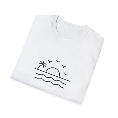 Unisex Softstyle T-Shirt - a-minimalist-line-art-design-of-a-sunset_B9LWPh1YTyuVDYFMKv29bA_oU-NM7WSQjKeT6U6zWky4w (Front Only) - Unisex Softstyle T-Shirt (Smart: Original on light)