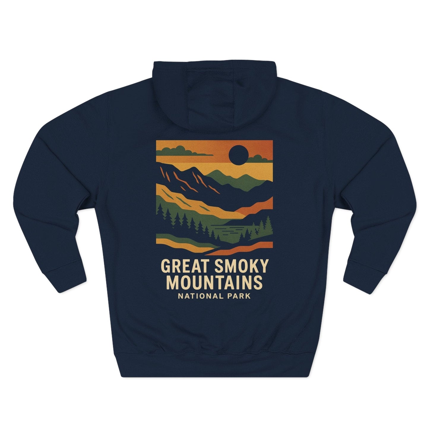 Three-Panel Fleece Hoodie - great smoky mountains (Front+Back) - Three-Panel Fleece Hoodie
