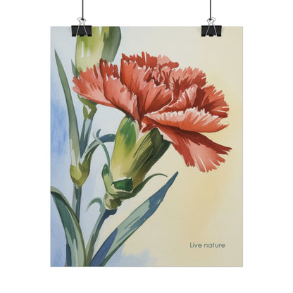 Scarlet Carnation Watercolor Art Print 'Live Nature