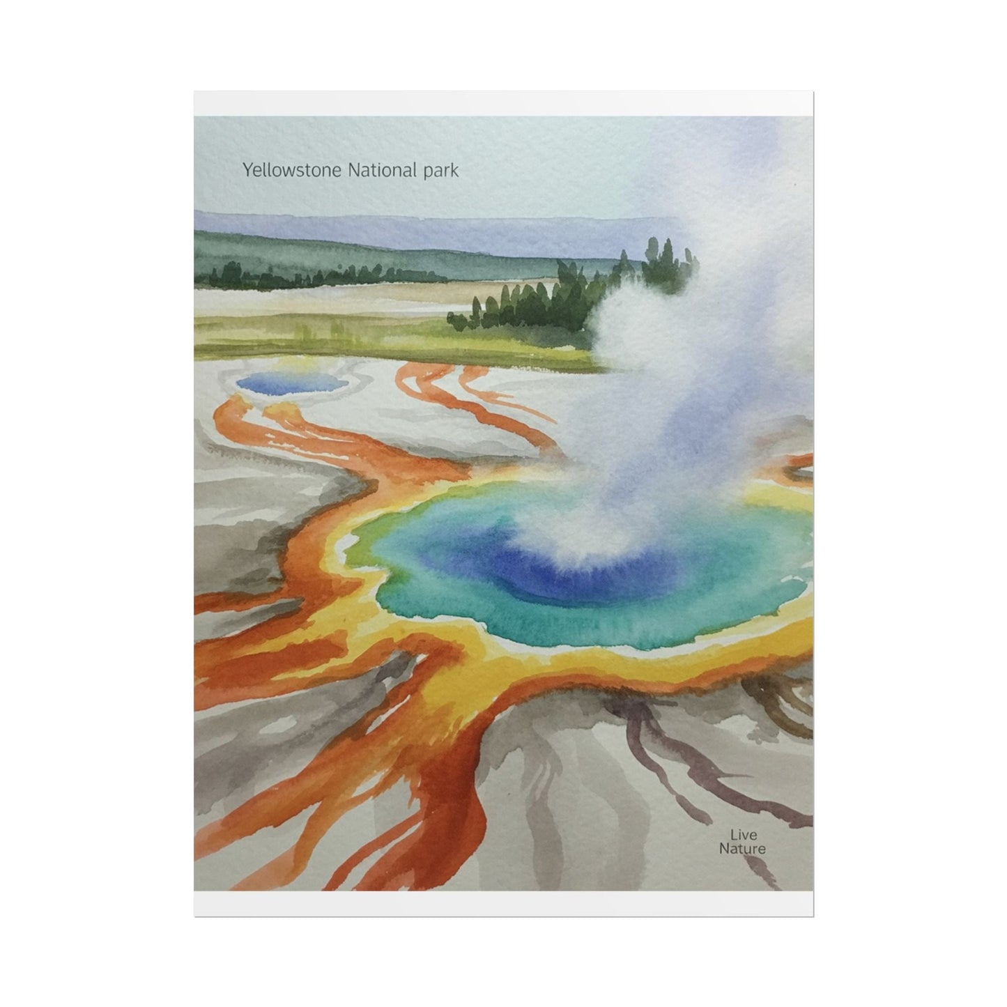 Yellowstone Grand Prismatic Spring Watercolor Poster