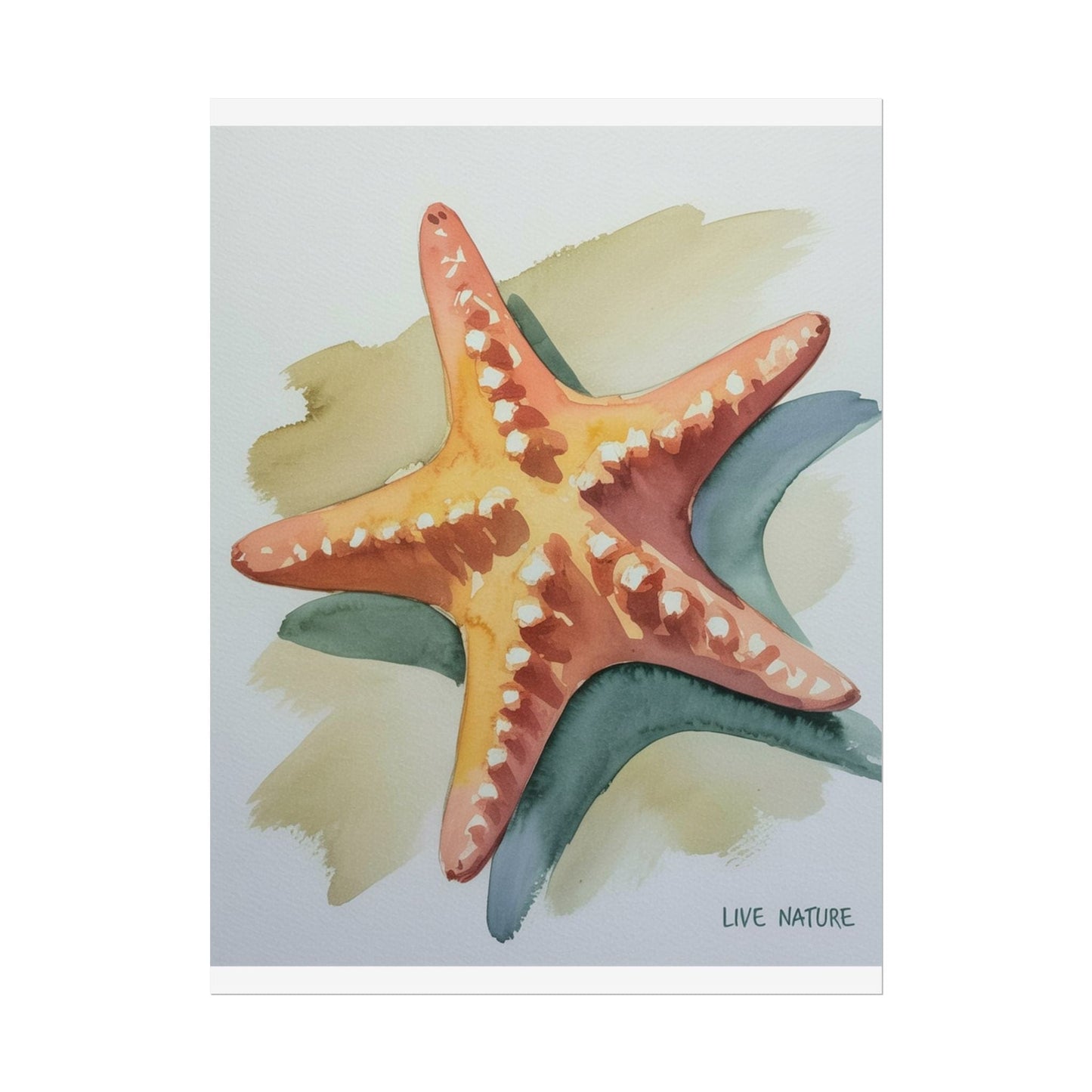 Starfish Watercolor Art Print 'Live Nature' Design
