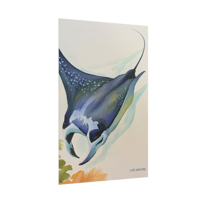 Manta Ray Watercolor Art Print 'Live Nature' Design