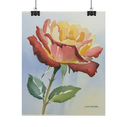 New York State Rose Watercolor Art Print