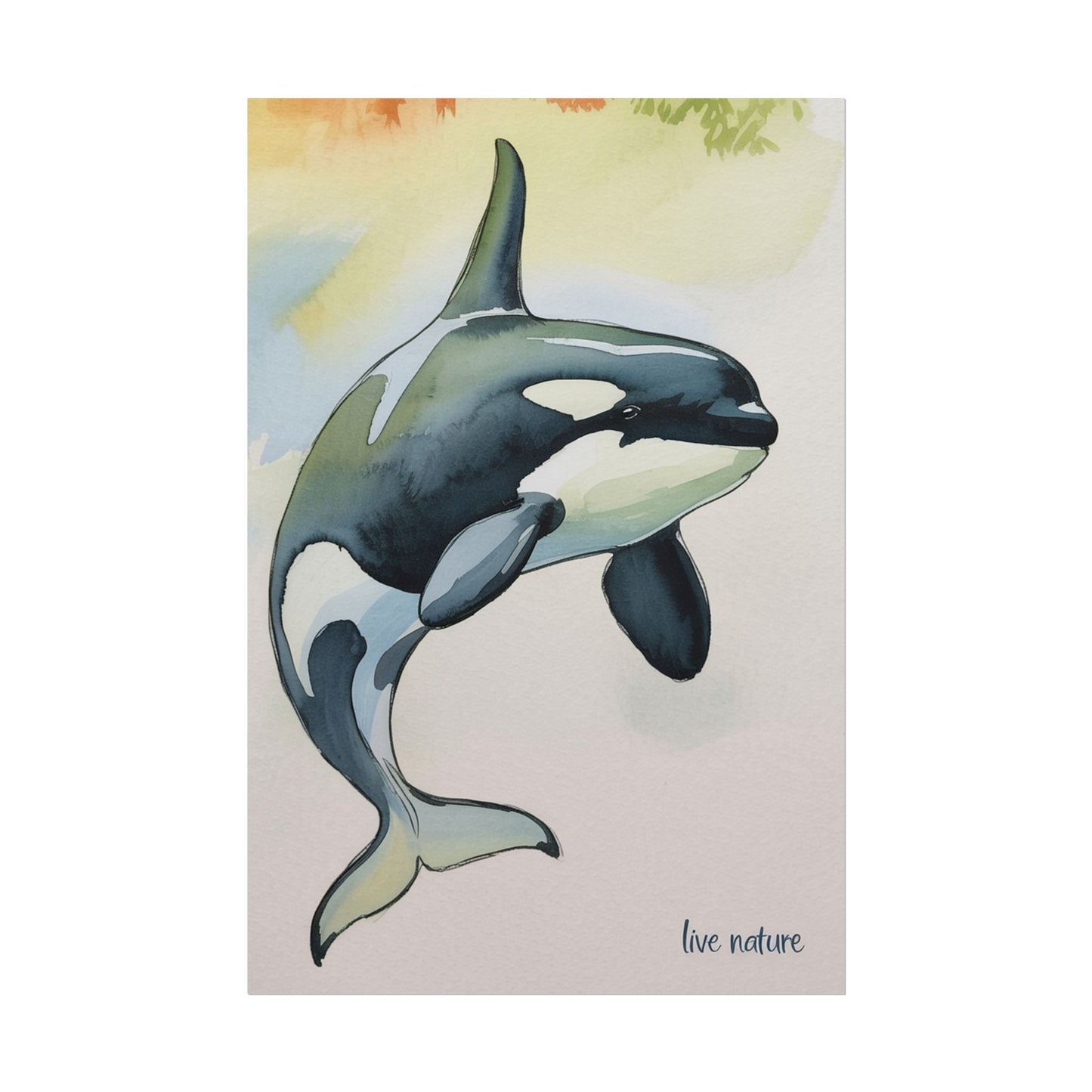 Orca Watercolor Art Print 'Live Nature' Matte Finish