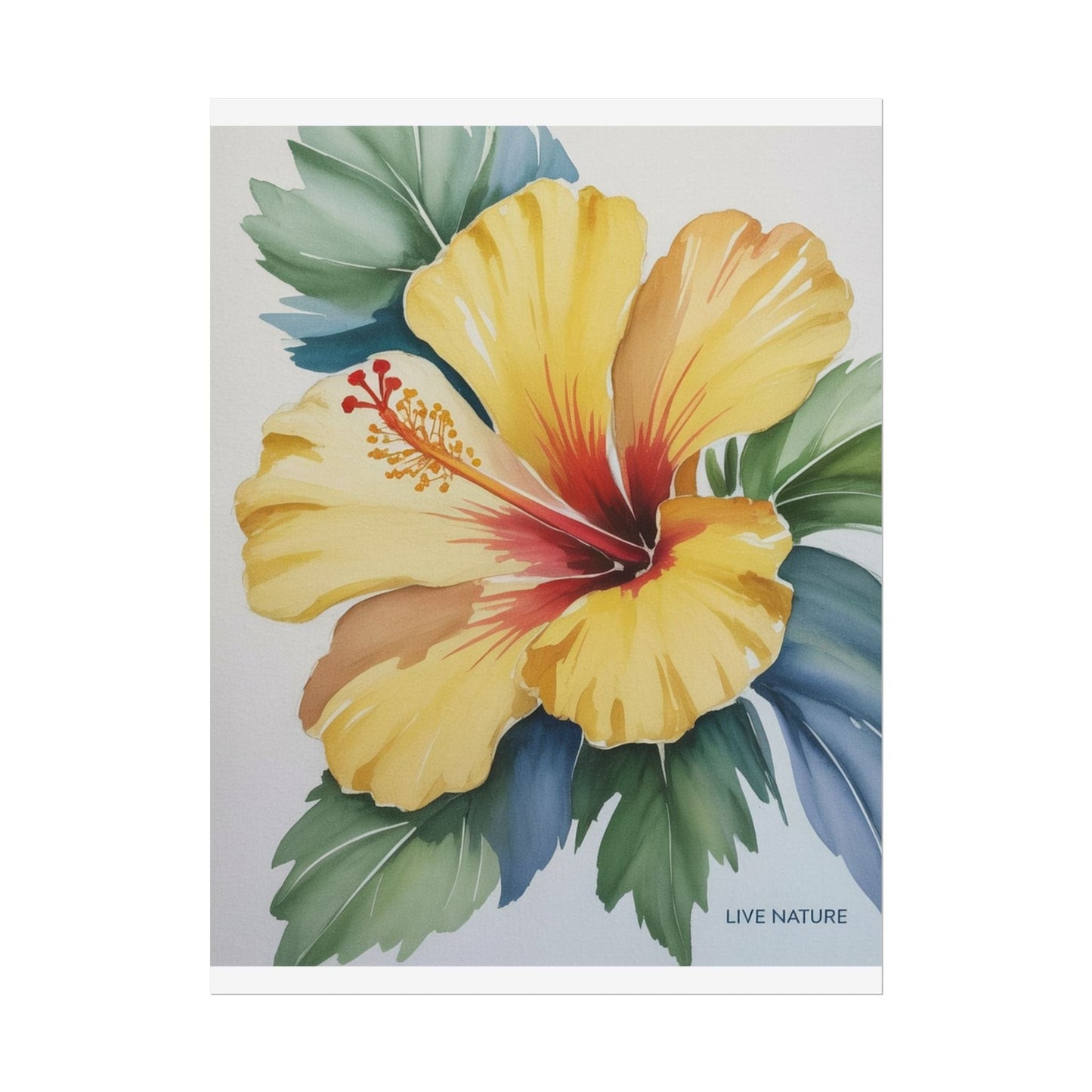 Yellow Hibiscus Watercolor Art Print - Live Nature