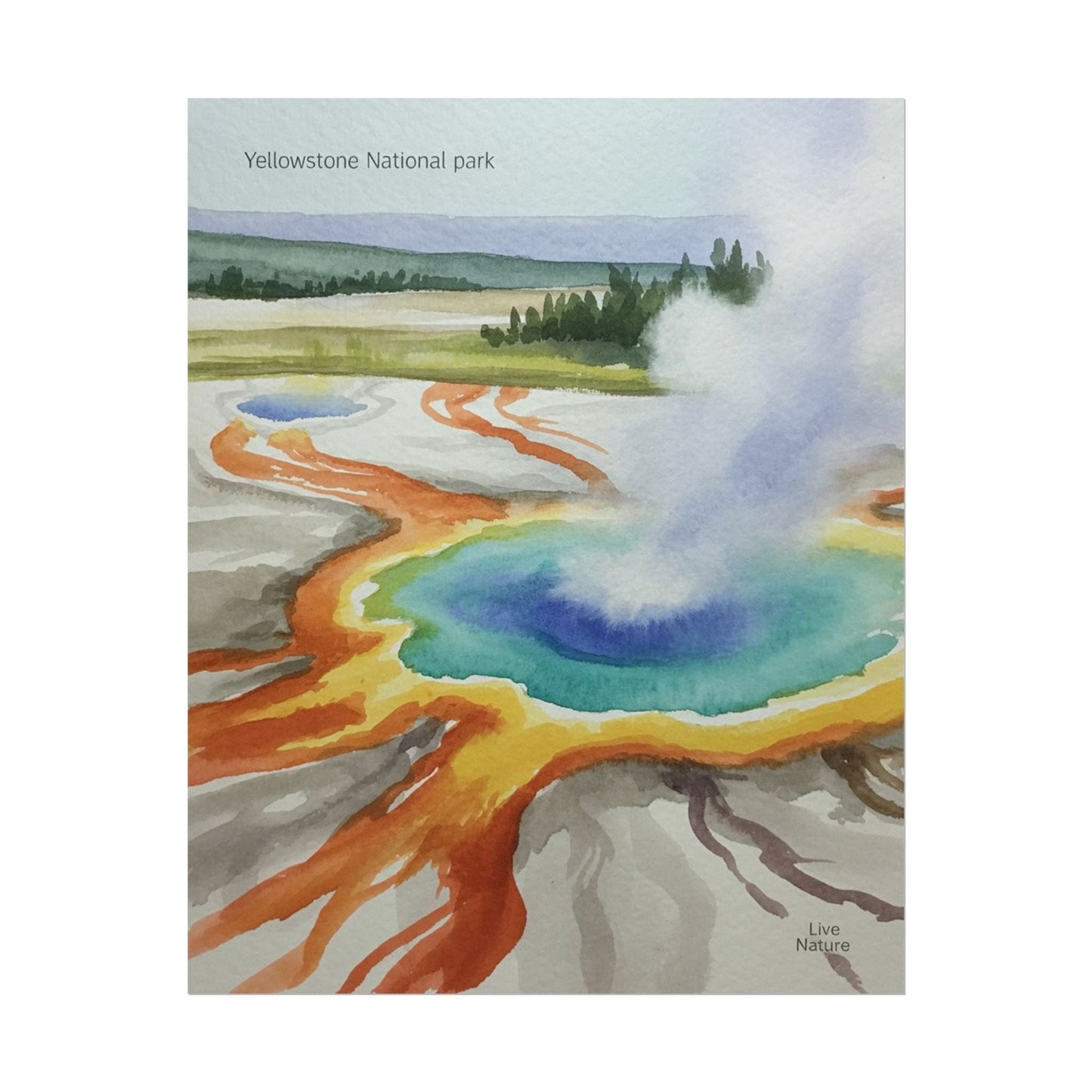 Yellowstone Grand Prismatic Spring Watercolor Poster