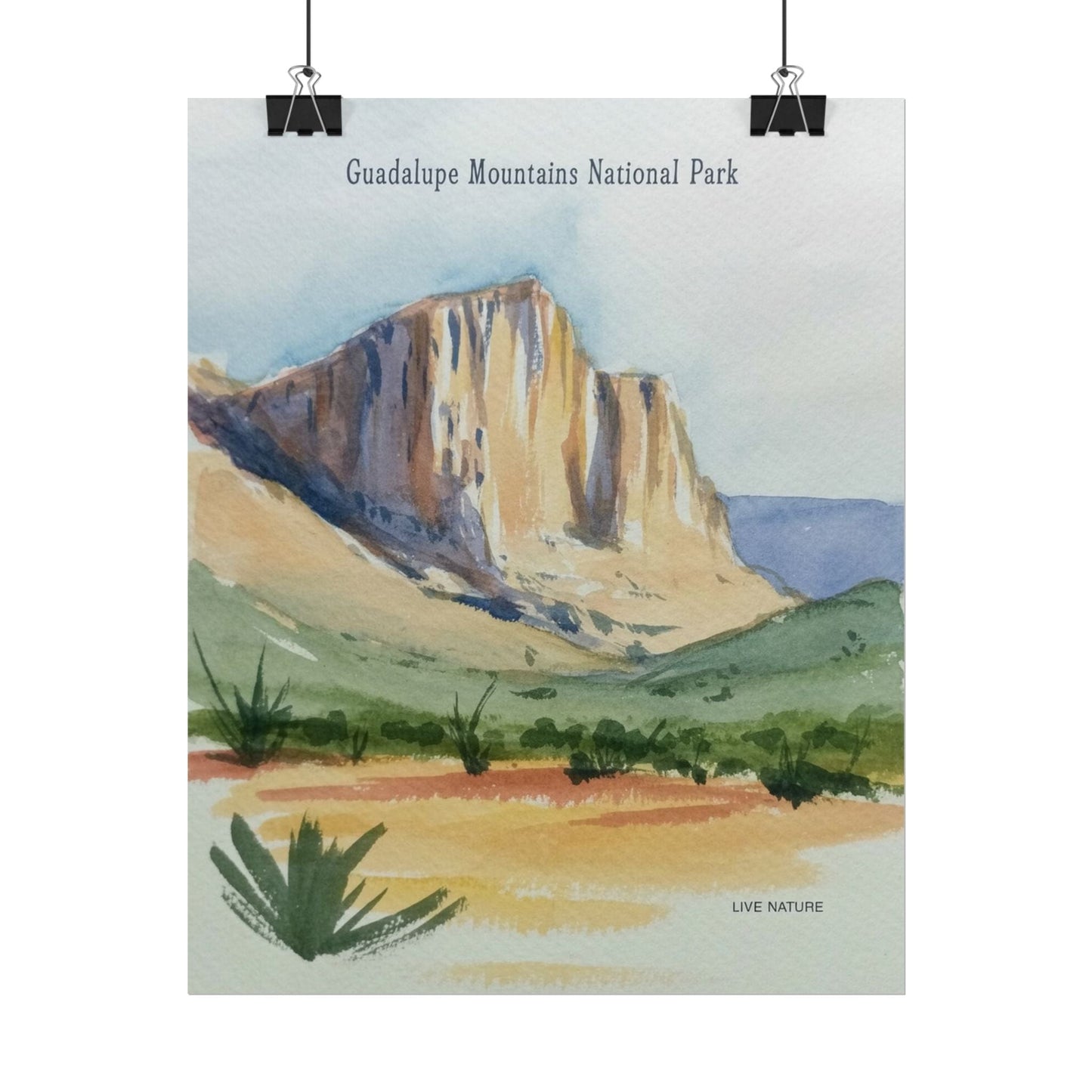 Guadalupe Mountains Watercolor Art Print Poster