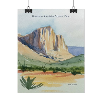 Guadalupe Mountains Watercolor Art Print Poster