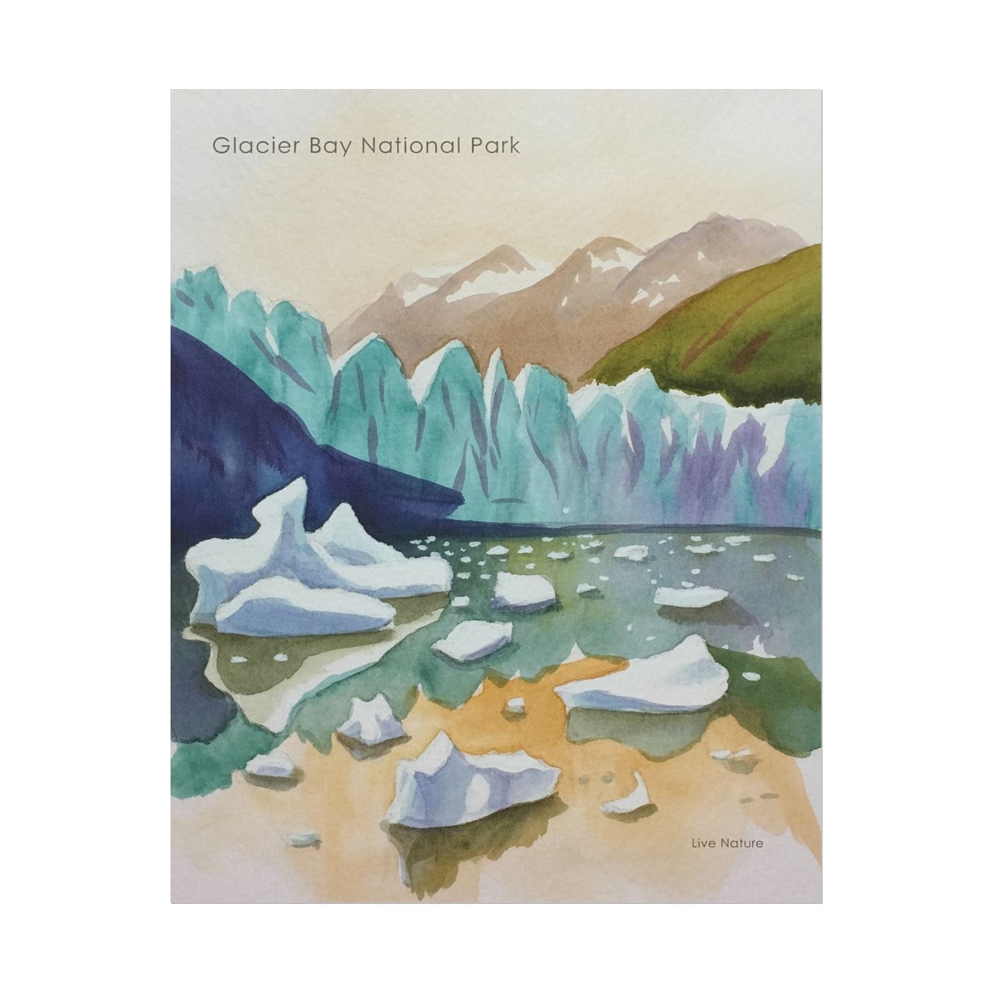 Glacier Bay National Park Watercolor Art Poster