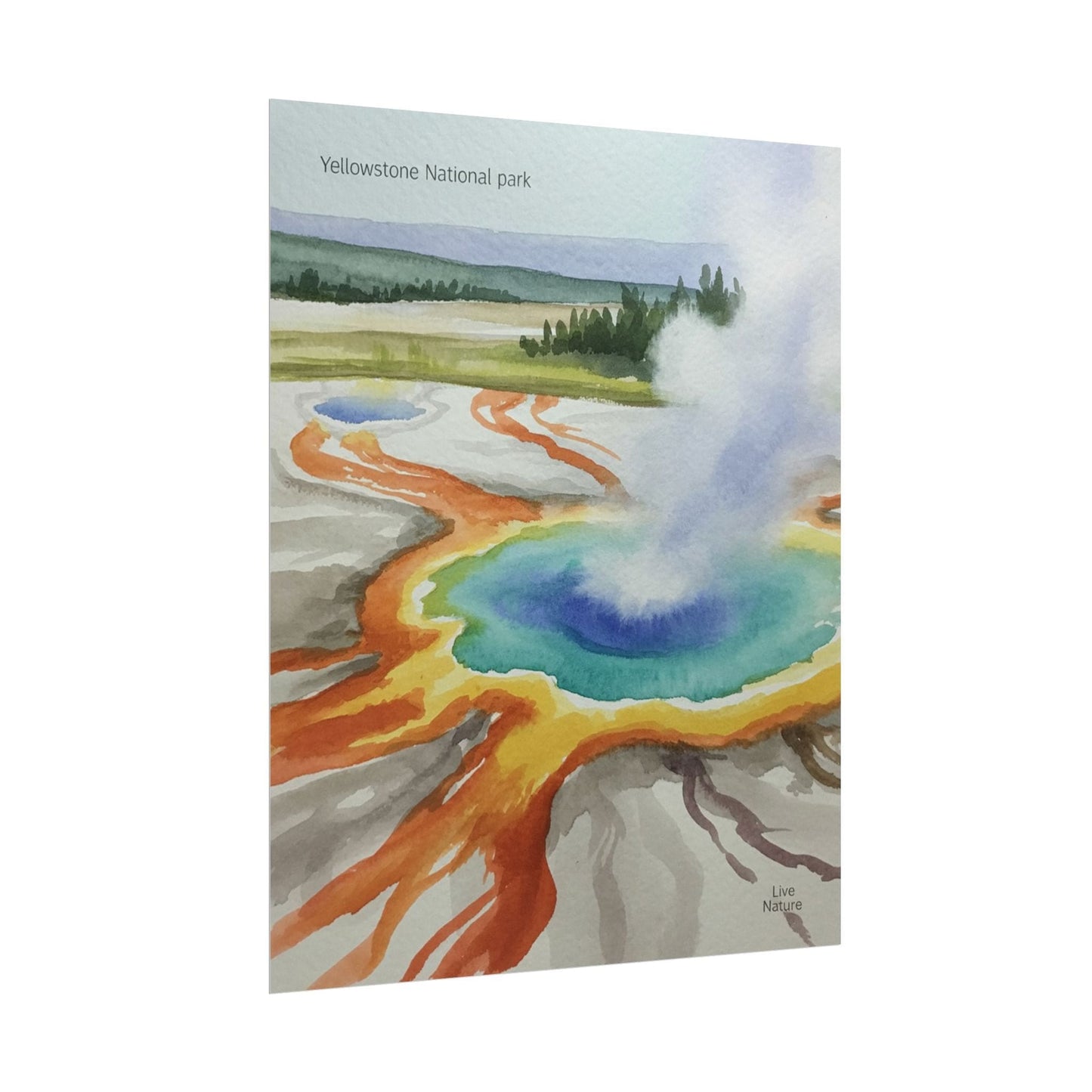 Yellowstone Grand Prismatic Spring Watercolor Poster