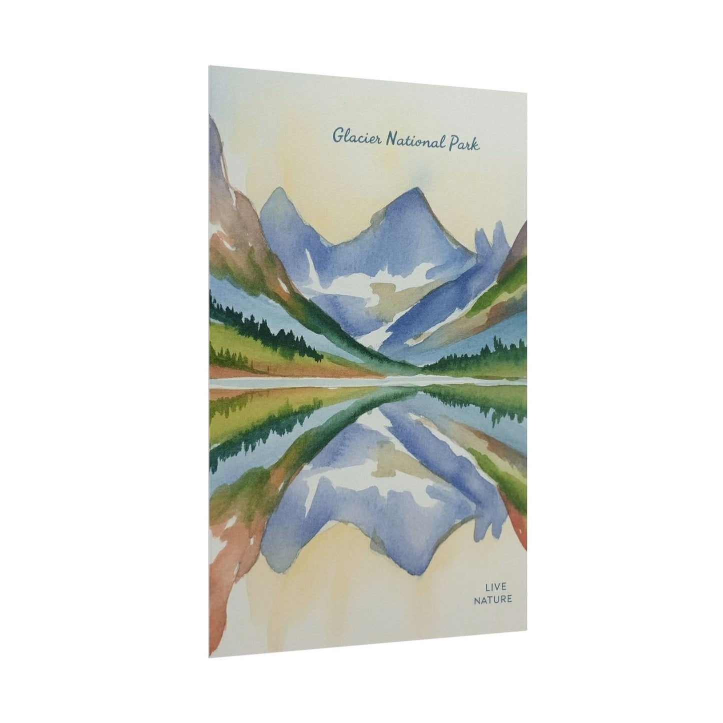 Glacier National Park Watercolor Reflection Poster