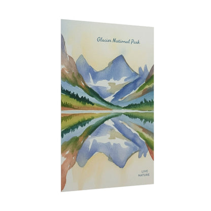 Glacier National Park Watercolor Reflection Poster