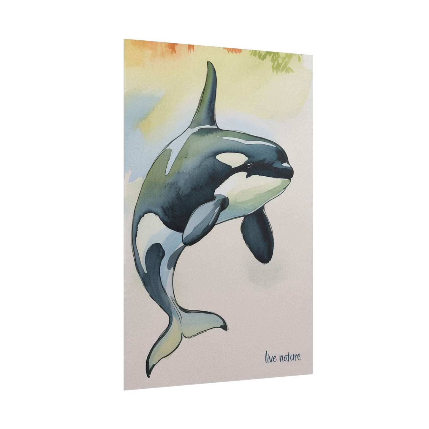 Orca Watercolor Art Print 'Live Nature' Matte Finish