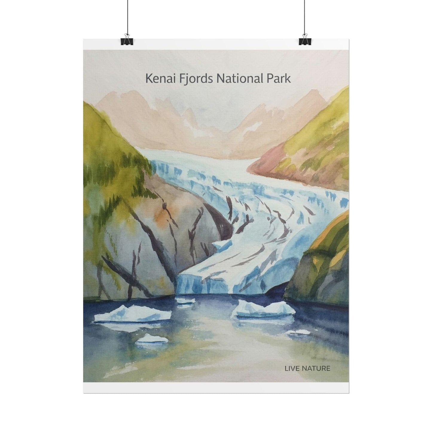 Kenai Fjords National Park Watercolor Poster Print