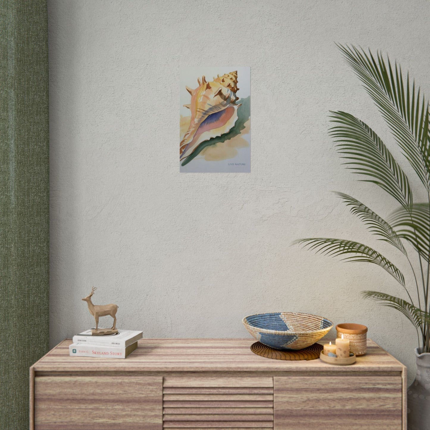 Conch Shell Watercolor Print 'Live Nature' Design