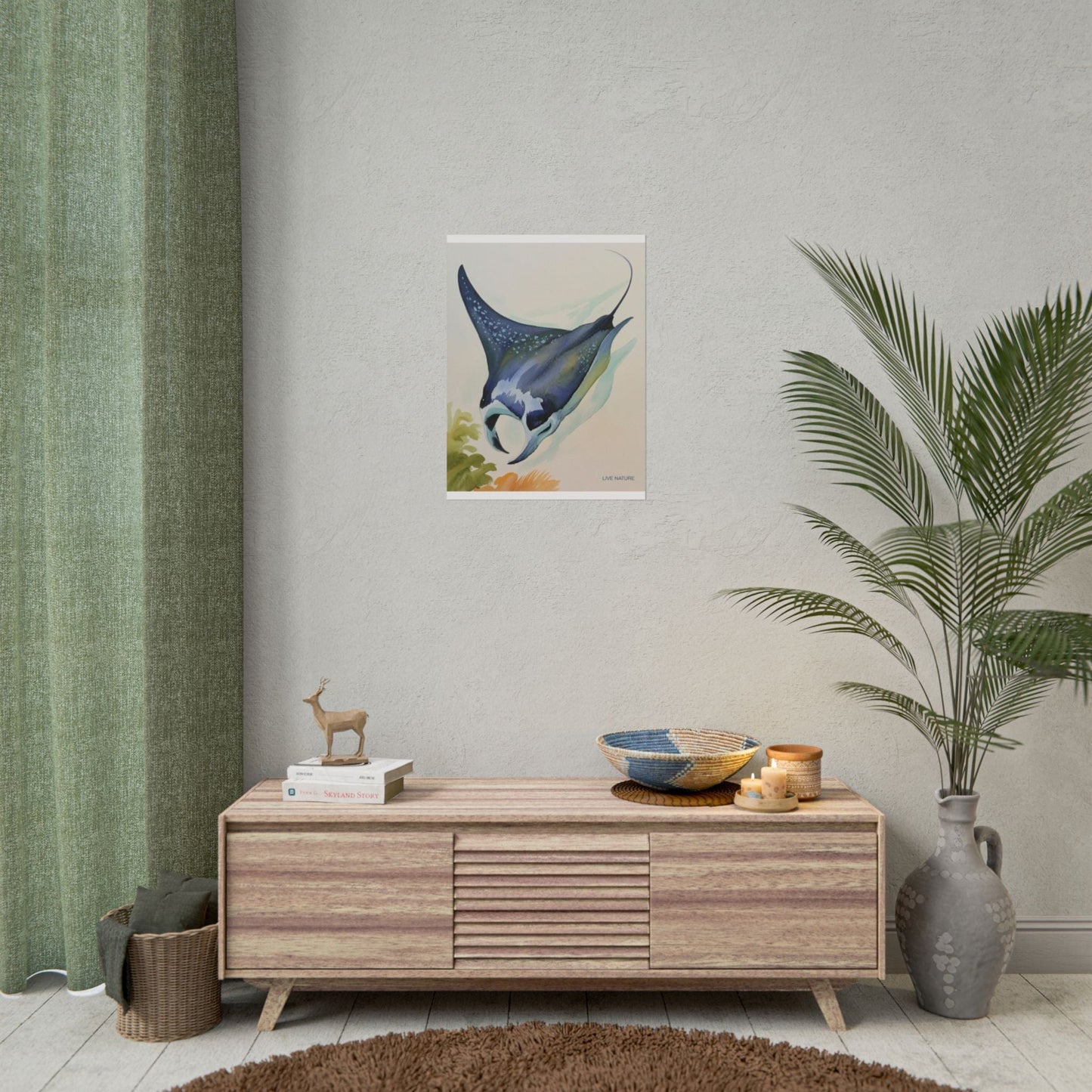 Manta Ray Watercolor Art Print 'Live Nature' Design