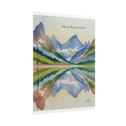 Glacier National Park Watercolor Reflection Poster