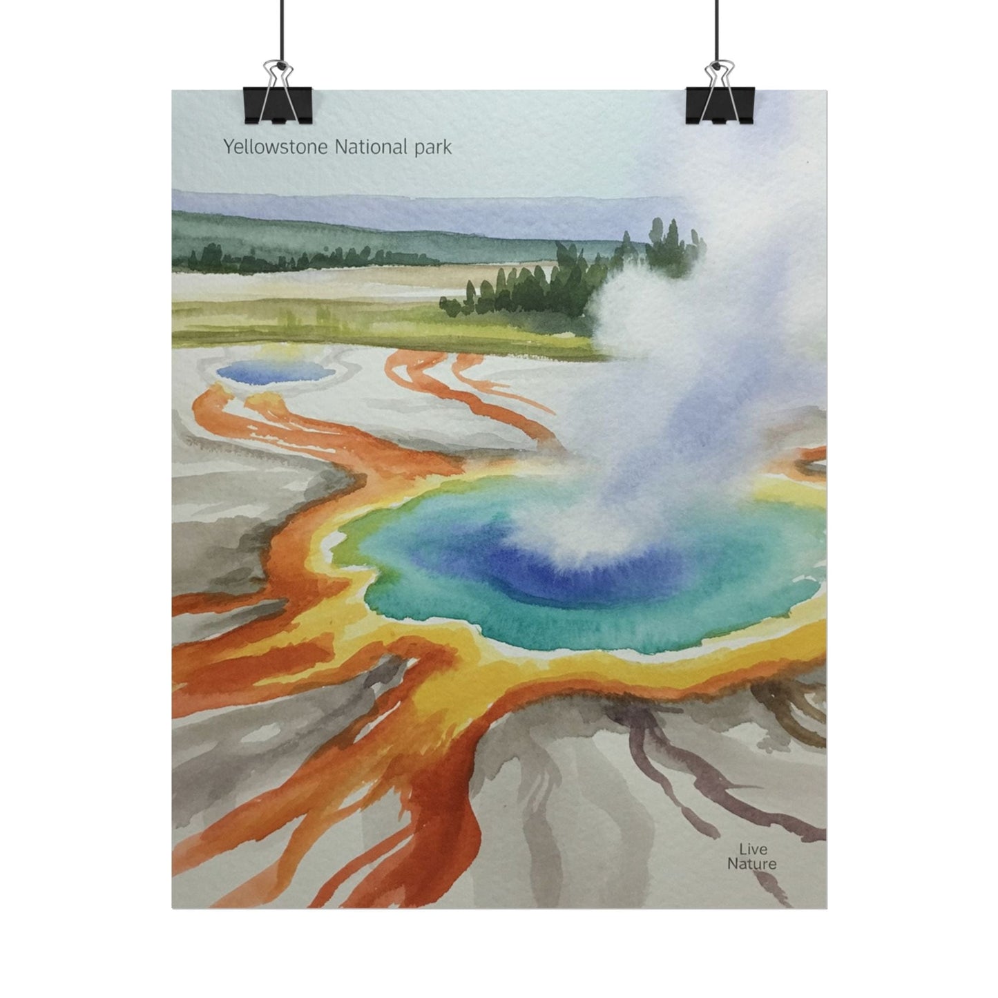 Yellowstone Grand Prismatic Spring Watercolor Poster