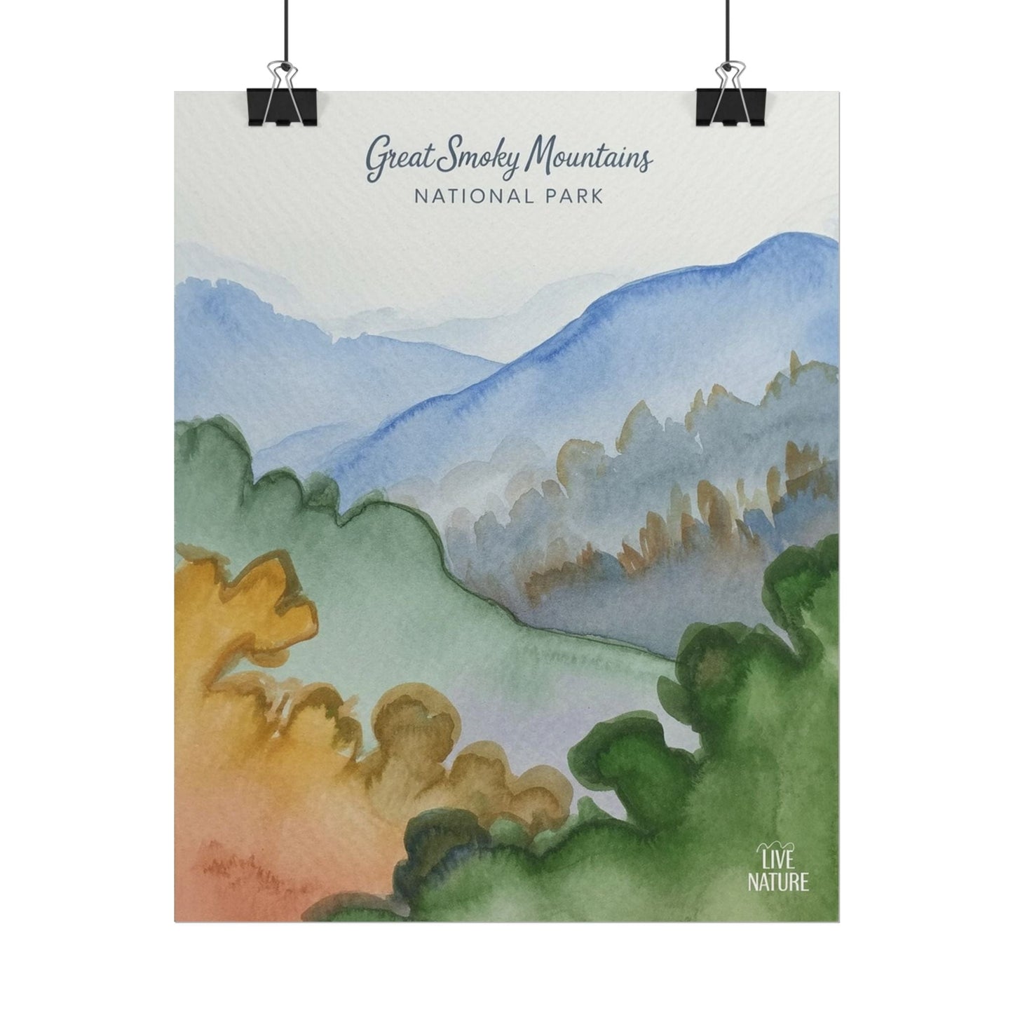 Great Smoky Mountains Watercolor Art Print Poster