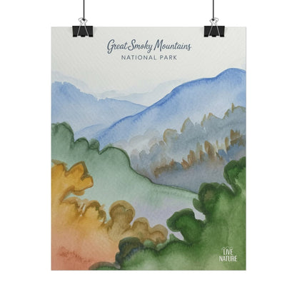 Great Smoky Mountains Watercolor Art Print Poster