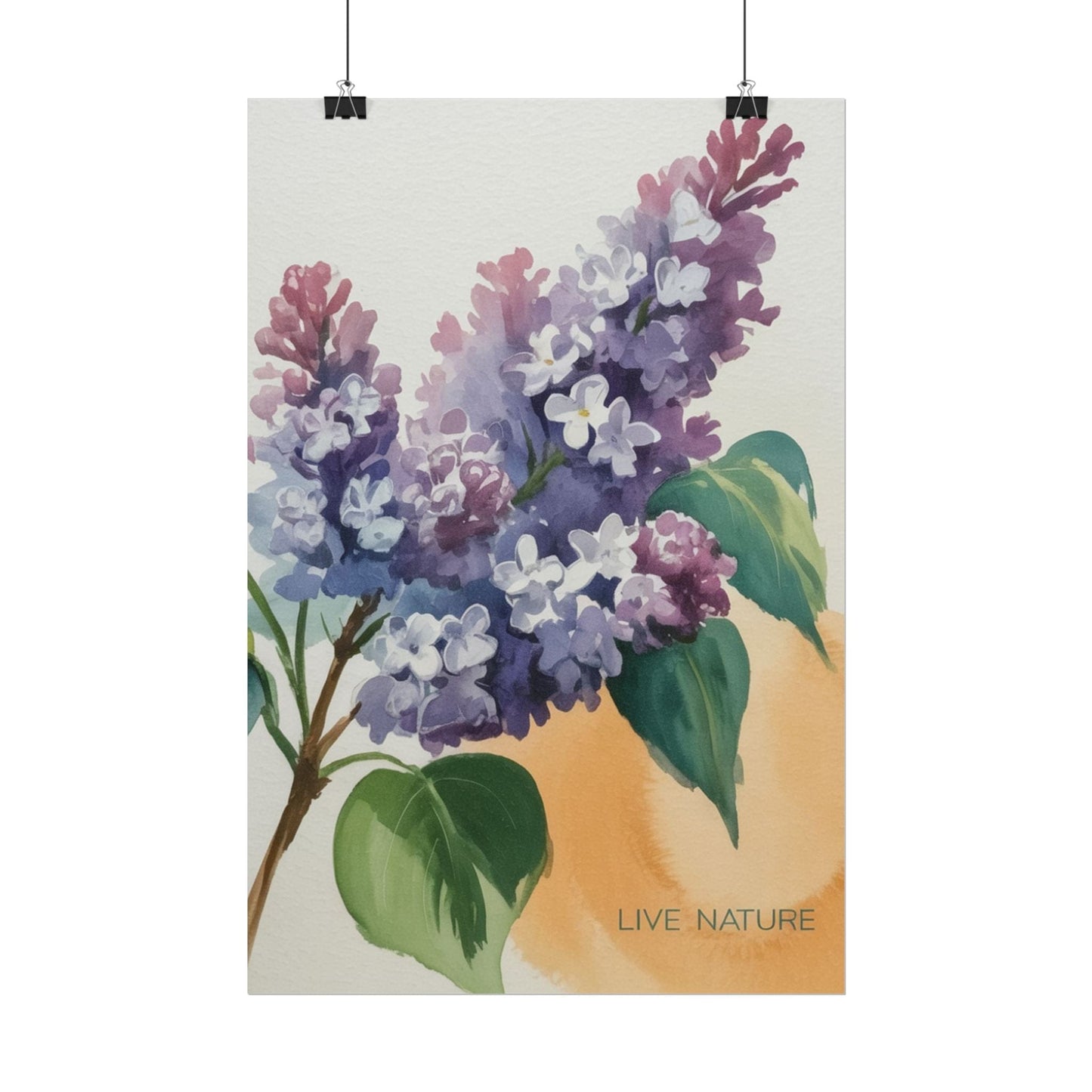 Lilac Blossom Watercolor Poster 'Live Nature' Design