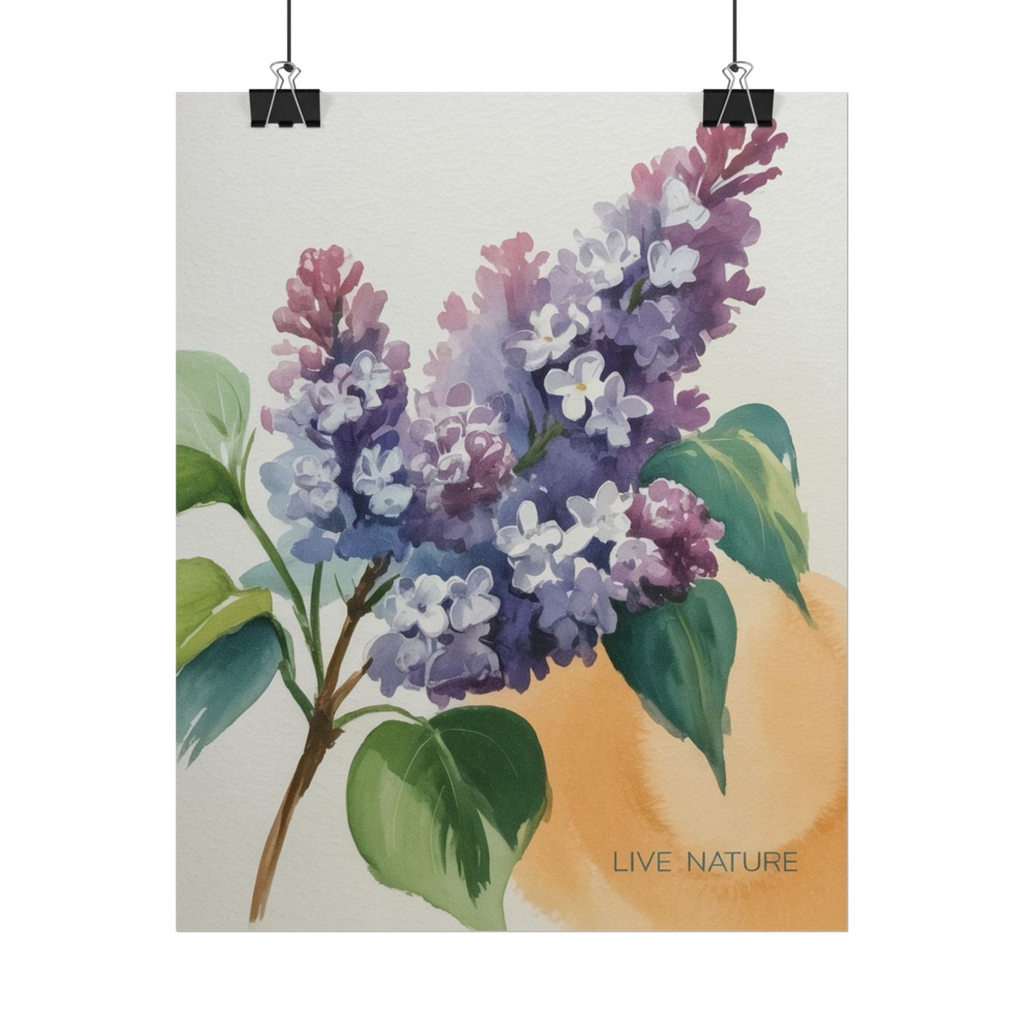 Lilac Blossom Watercolor Poster 'Live Nature' Design
