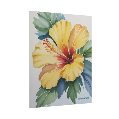 Yellow Hibiscus Watercolor Art Print - Live Nature