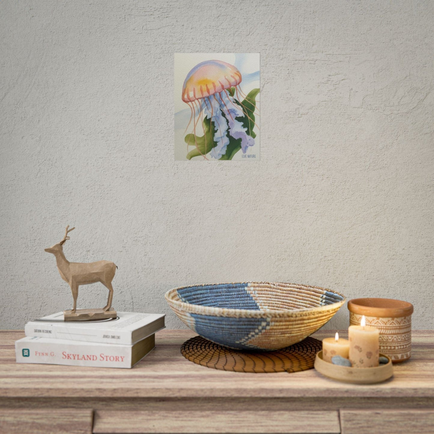 Jellyfish Watercolor Art Print 'Live Nature' Design