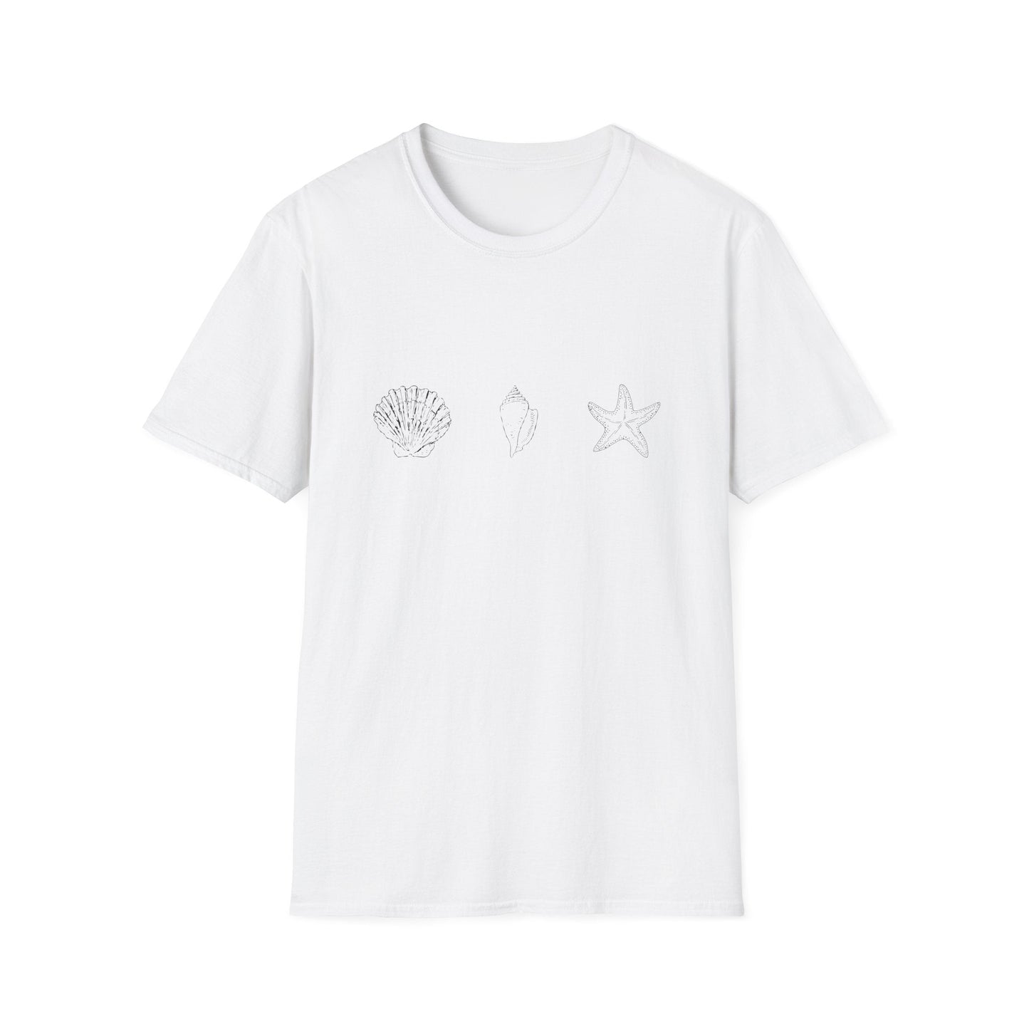 Unisex Softstyle T-Shirt - Sea Shells (Front Only) - Unisex Softstyle T-Shirt (Smart: Original on light)