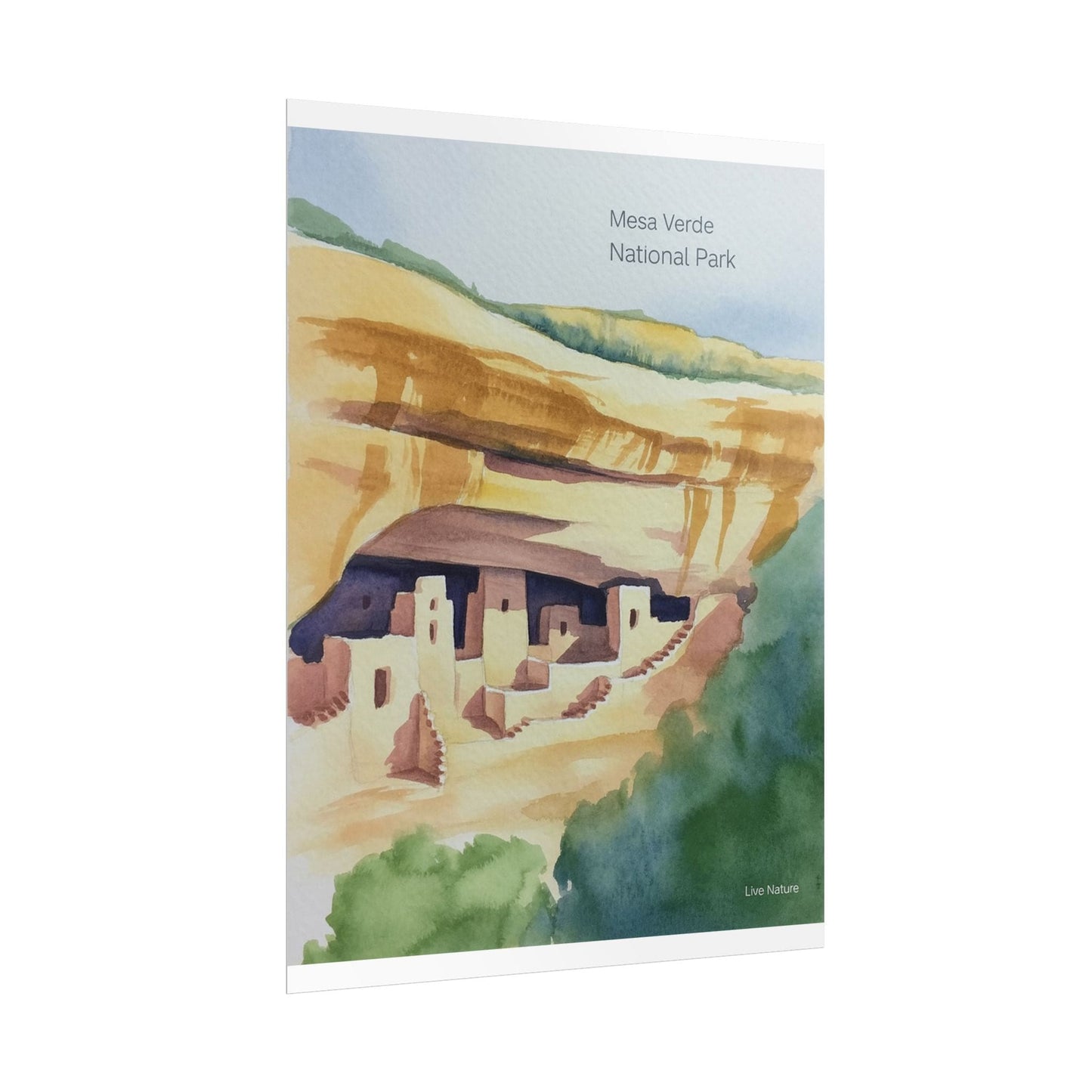 Mesa Verde National Park Cliff Dwellings Watercolor Poster