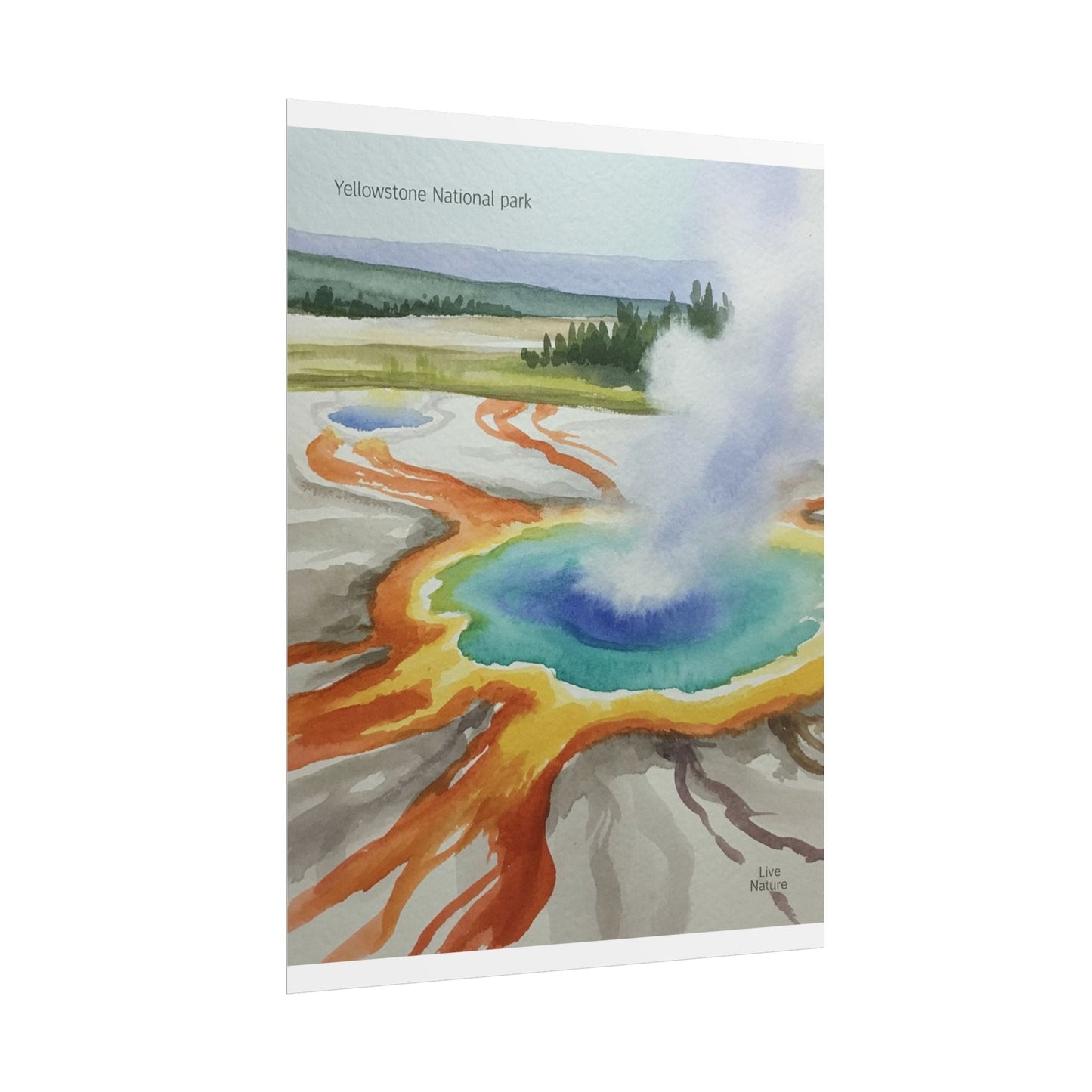 Yellowstone Grand Prismatic Spring Watercolor Poster