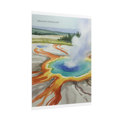 Yellowstone Grand Prismatic Spring Watercolor Poster