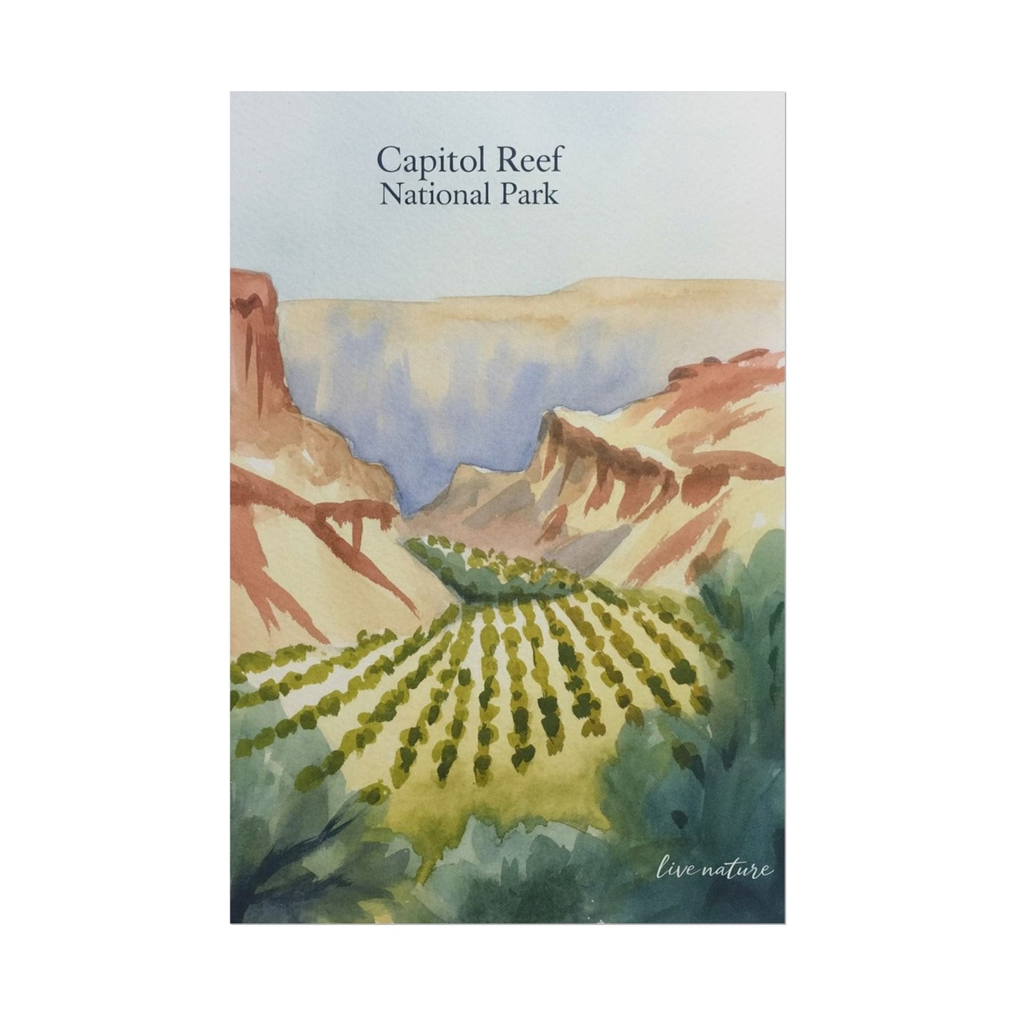 Capitol Reef National Park Watercolor Landscape Print