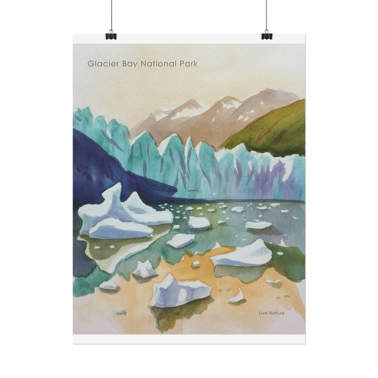 Glacier Bay National Park Watercolor Art Poster