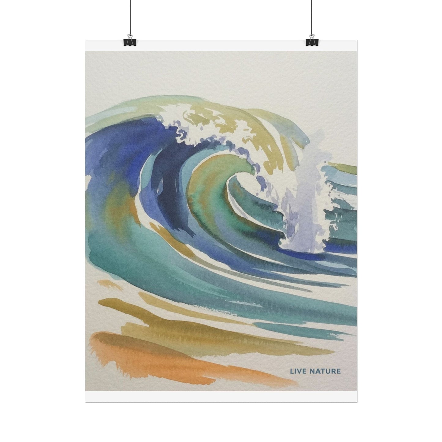 Wave Watercolor Art Print 'Live Nature' Design